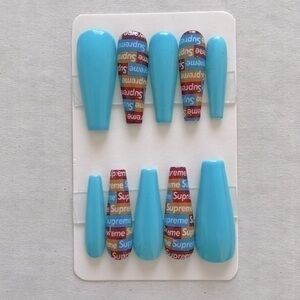 Hand Crafted Supreme Long Coffin Press On Nails